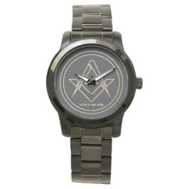 Luxury Minimalistic Freemasonry Golden Emblem Armbandsur