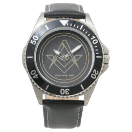 Luxury Minimalistic Freemasonry Golden Emblem Armbandsur