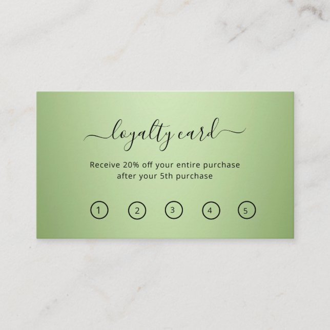 Luxury Mint Grönt Beauty Salon Lojalitetskort (Framsida)