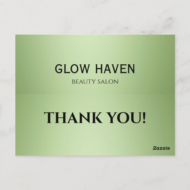 Luxury Mint Grönt Beauty Salon Vykort (Baksida)