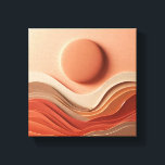 Luxury Modern 3D Abstract  - Layered Hill Canvastryck<br><div class="desc">A stunning 3D abstract relief featuring soft, flowing layers of rolling hills beneath a large, minimalist sun. The artwork utilizes a rich palette of terracotta, burnt orange, beige, and cream, with varying leather-like and smooth textures that create a sense of organic depth. This contemporary piece is perfect for adding a...</div>