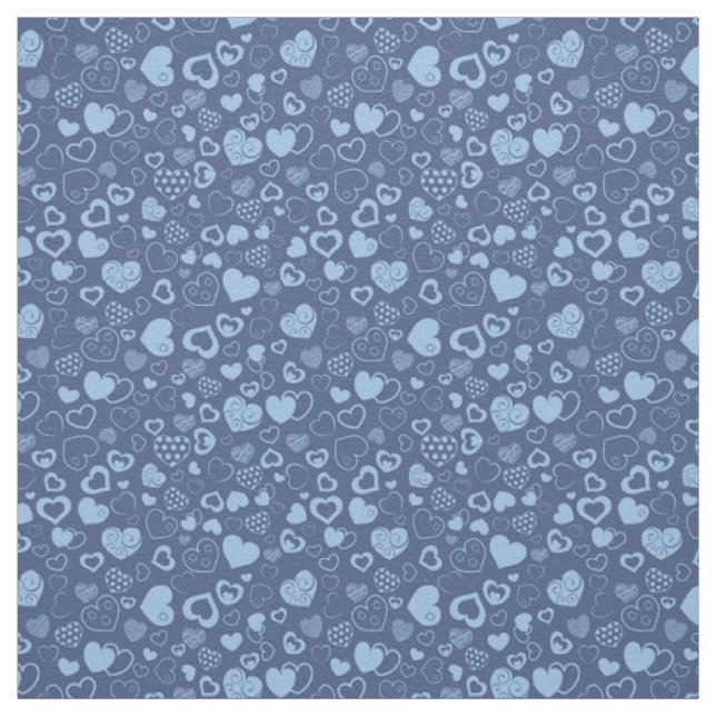 Luxury Modern Elegant Kärlek Blue Heart Tyg (Provkarta)