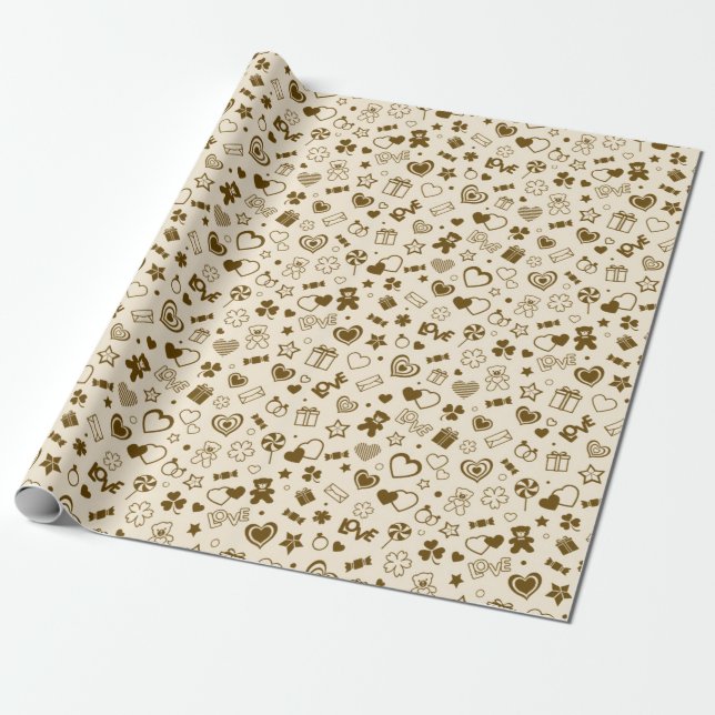 Luxury Modern Elegant Kärlek Guld Heart Presentpapper (Utrullad)