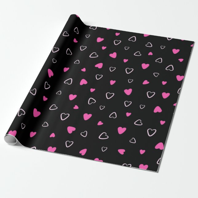 Luxury Modern Elegant Kärlek Heart Presentpapper (Utrullad)