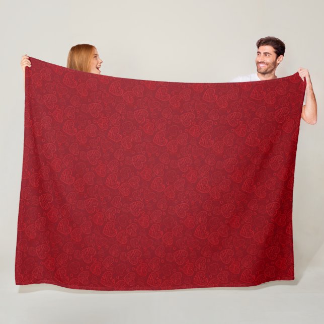 Luxury Modern Elegant Kärlek Red Heart Fleecefilt (På plats)