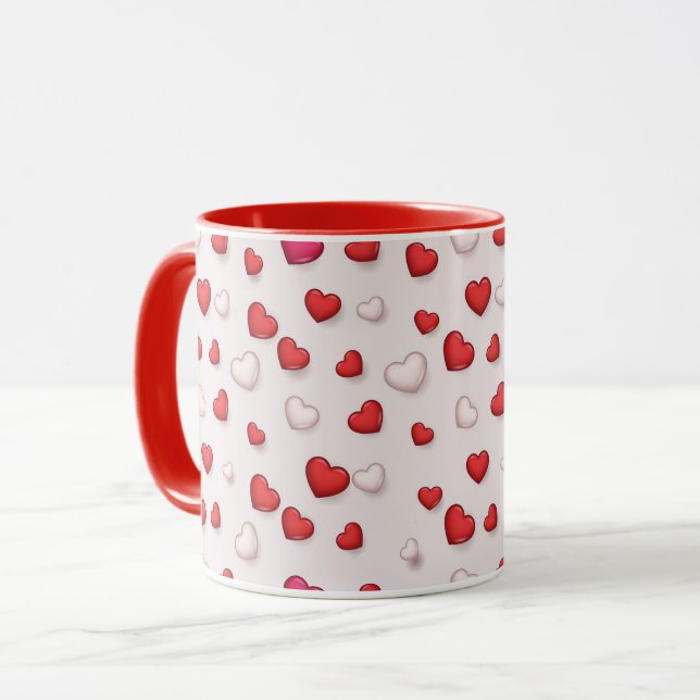Luxury Modern Elegant Kärlek Red Heart Mugg (Framsida vänster)