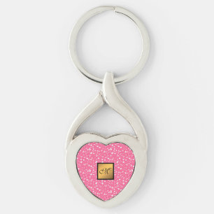 Luxury Modern Elegant Kärlek Rosa Heart Twisted Heart Silverfärgad Nyckelring