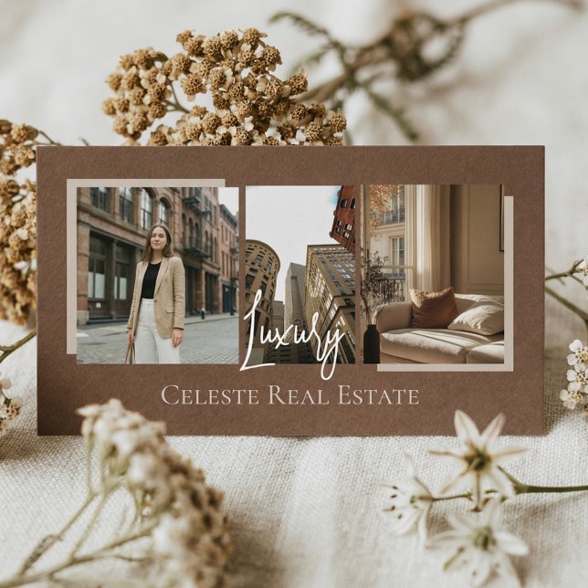 Luxury Modern Elegant Photo Layout Real Estate  Visitkort (Luxury Modern Elegant Photo Layout Real Estate Business Card)