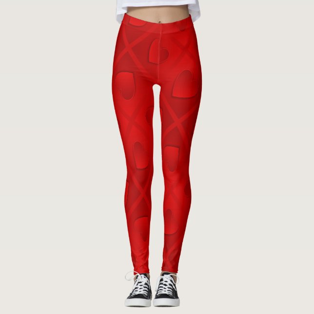 Luxury Modern Elegant Red Heart Leggings (Framsida)