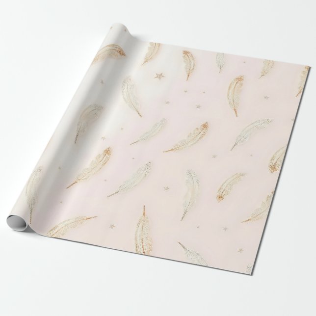 Luxury Modern Feathers Boho Collection Presentpapper (Utrullad)