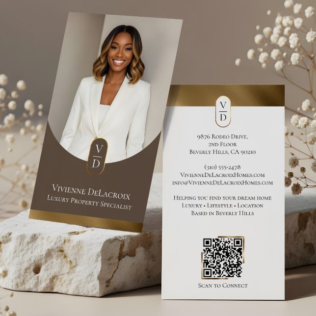 Luxury Modern Gold Arch Monogram Real Estate Photo Visitkort (Luxury Modern Gold Arch Monogram Real Estate Photo Business Card)