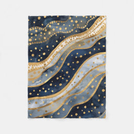 Luxury, Modern, Gold Blue Pattern Fleecefilt