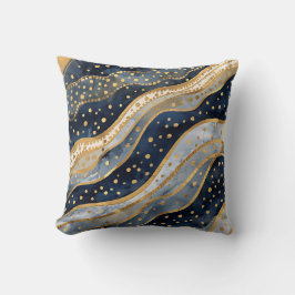 Luxury, Modern, Gold Blue Pattern Kudde