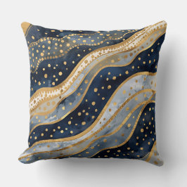 Luxury, Modern, Gold Blue Pattern Kudde