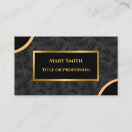 Luxury Modern Guld Black Damask Visitkort