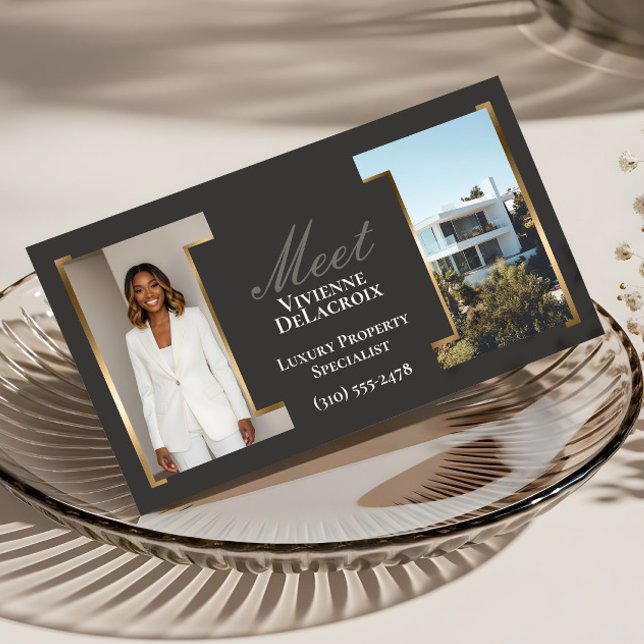 Luxury Modern Professional Photo Collage Elegant Visitkort (Luxury Modern Professional Photo Collage Elegant Business Card)
