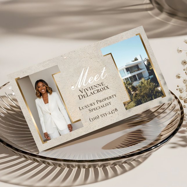 Luxury Modern Professional Real Estate Agent Photo Visitkort (Luxury Modern Professional Photo Collage Elegant Business Card)