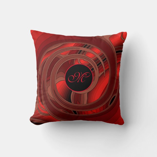 Luxury Modern Red Abstrakt Blommigt Ro Kudde (Framsida)