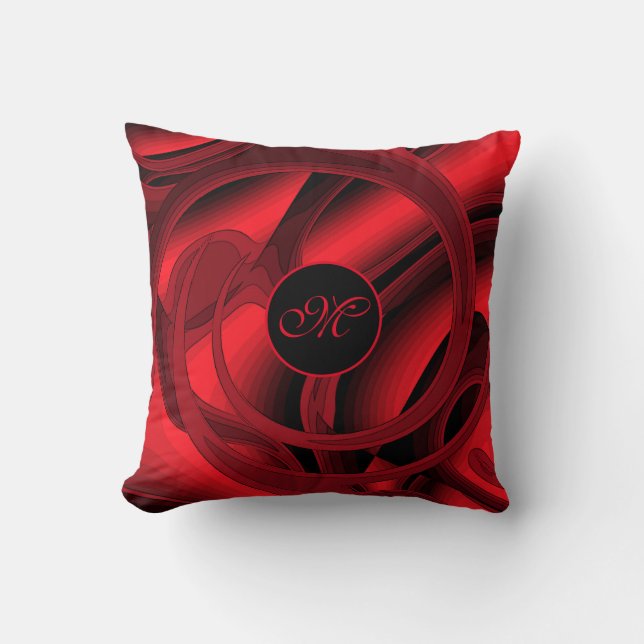 Luxury Modern Red Abstrakt Blommigt Ro Kudde (Framsida)