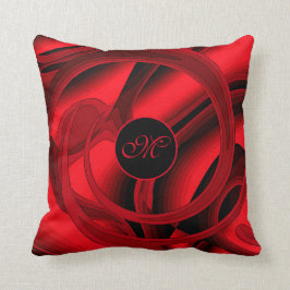 Luxury Modern Red Abstrakt Blommigt Ro Kudde