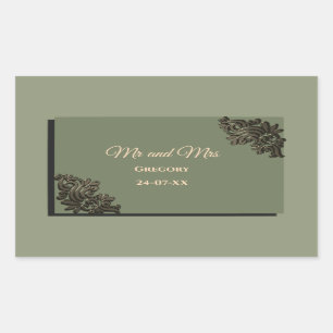 Luxury Modern Sage grönt & guld faux metallic Rektangulärt Klistermärke