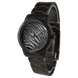 Luxury Modern Zebra Silver Black Line Armbandsur