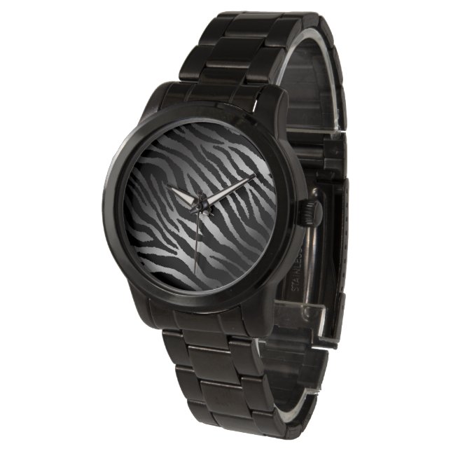 Luxury Modern Zebra Silver Black Line Armbandsur (Vinklad)