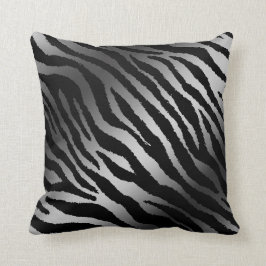 Luxury Modern Zebra Silver Black Line Kudde