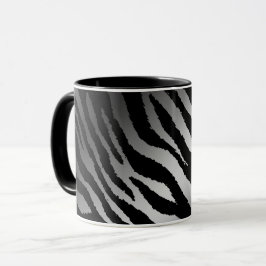 Luxury Modern Zebra Silver Black Line Mugg