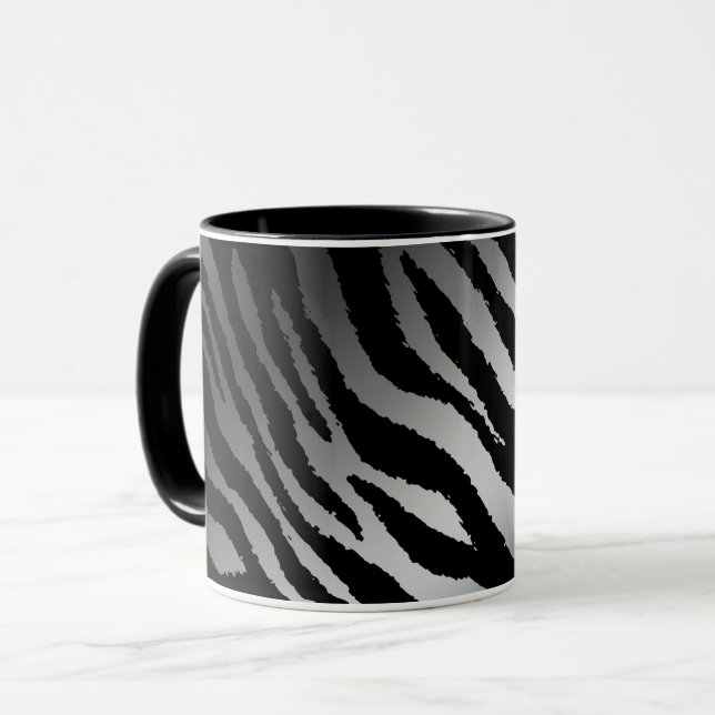 Luxury Modern Zebra Silver Black Line Mugg (Framsida vänster)
