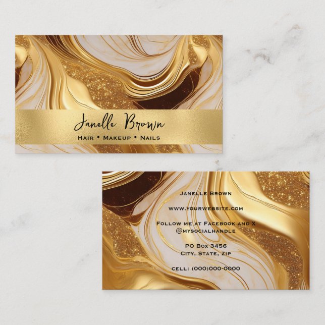 Luxury Molten Gold Foil och Glitter Visitkort (Fram/baksida)