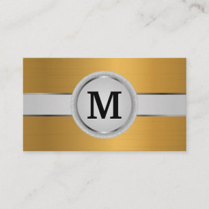 Luxury Monogram Band Metallic Guld Brushed Visitkort
