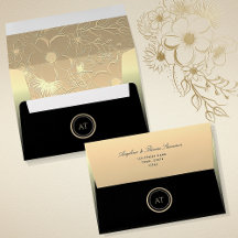 Luxury Monogram Black Guld Bröllop