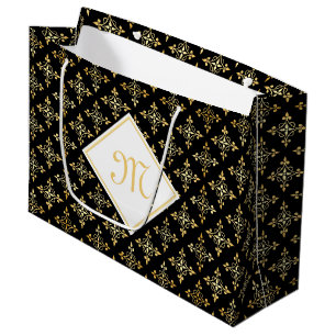 Luxury Monogram Black och Guld Quatre Blommigt