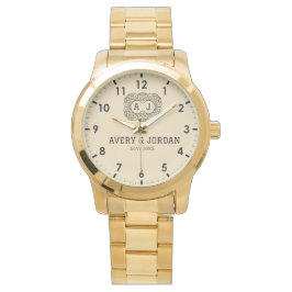 Luxury monogram cream couple names initials armbandsur