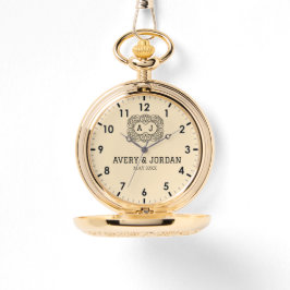 Luxury monogram cream couple names initials armbandsur