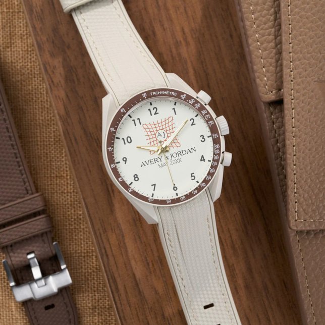 Luxury Monogram Elegant Initials Couple Names Armbandsur (Skapare uppladdad)