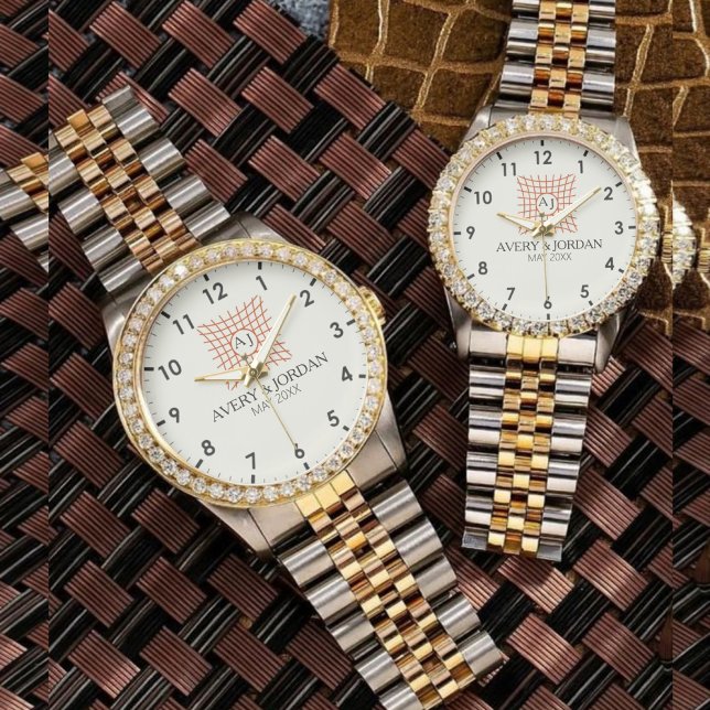 Luxury Monogram Elegant Initials Couple Names Armbandsur (Skapare uppladdad)