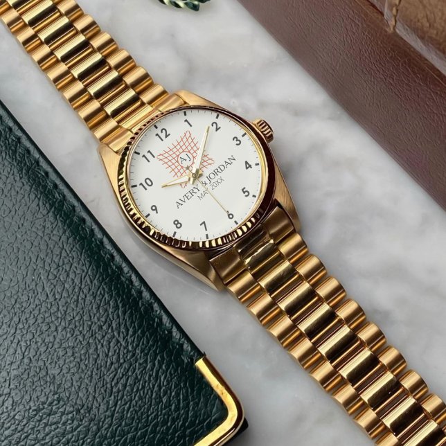 Luxury Monogram Elegant Initials Couple Names Armbandsur (Skapare uppladdad)