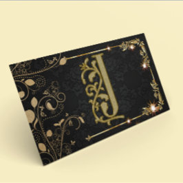 Luxury Monogram Guld Black Gnistra Visitkort