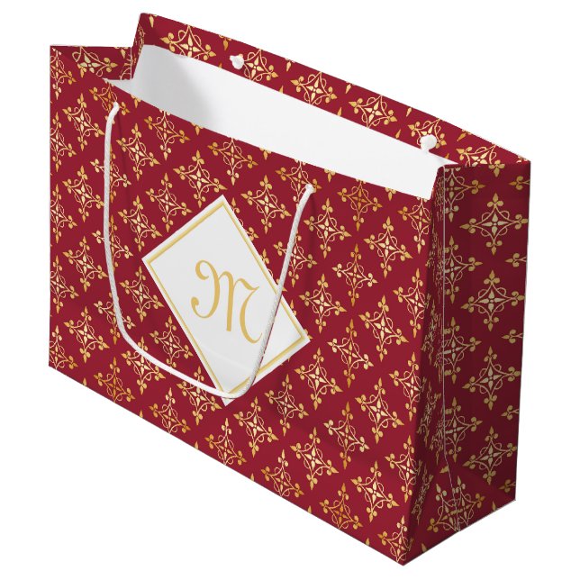 Luxury Monogram Red and Guld Quatre Blommigt (Framsidan Vinklad)