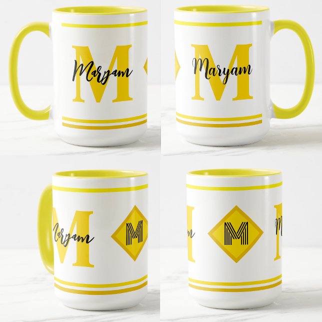 Luxury Monogrammed Mugg med eget namn och första n (luxury coffee mugs)