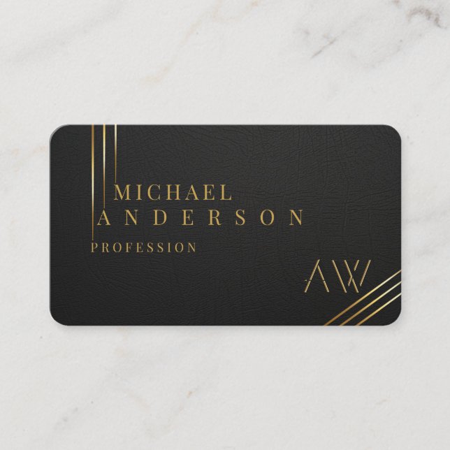 Luxury Mörk Golden Monogram Professionell Business Visitkort (Framsida)