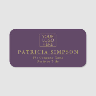 Luxury Mörk Violet Lila and Golden: Elegant Logoty Namnbricka