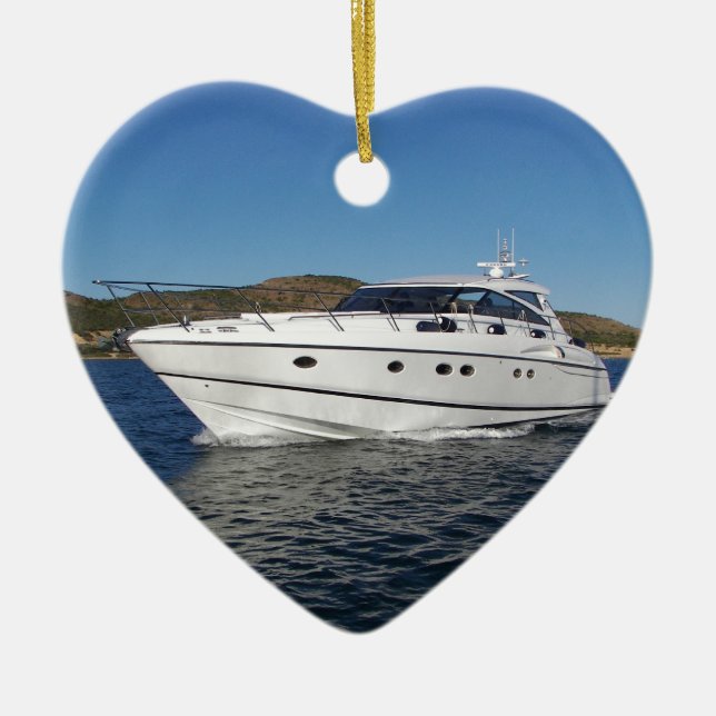 Luxury Motor Boat Julgransprydnad Keramik (Framsidan)