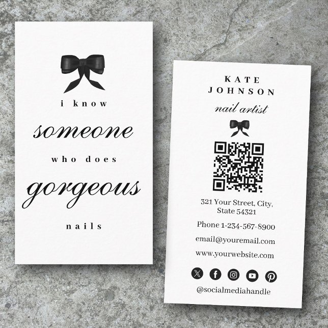 Luxury Nail Artist Beaty Salon Manicure QR Code  Visitkort (Luxury Nail Artist Beaty Salon Manicure QR Code Business Card)