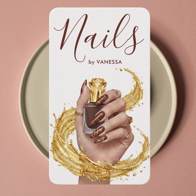 Luxury Nail Artist Manicurist Espresso Deep Clove Visitkort (Skapare uppladdad)