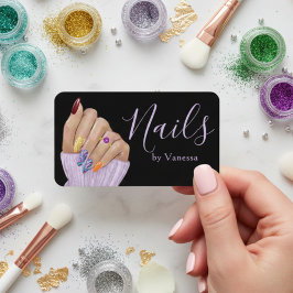 Luxury Nail Technician Chic Manicurist Branding Visitkort