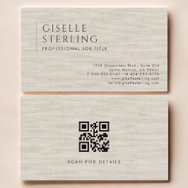 Luxury Natural Linen QR Code Visitkort