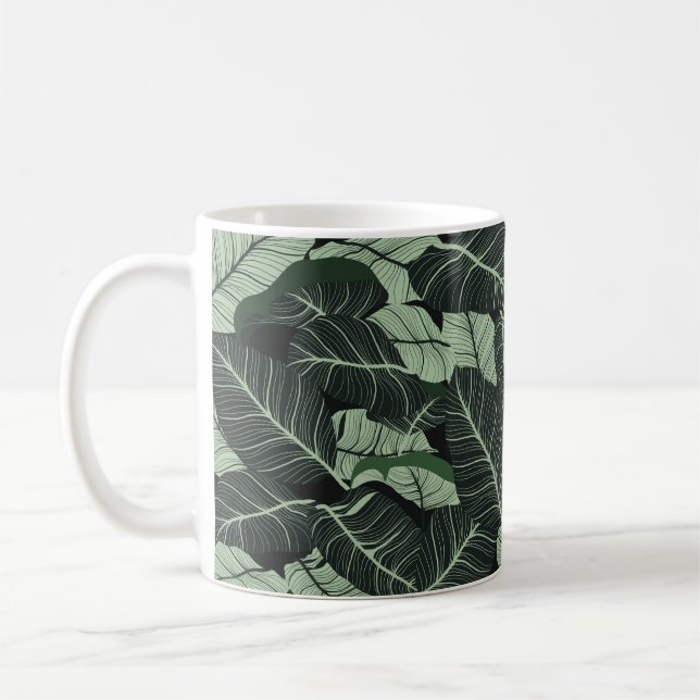 Luxury nature leaves background. Floral pattern, T Kaffemugg (Vänster)